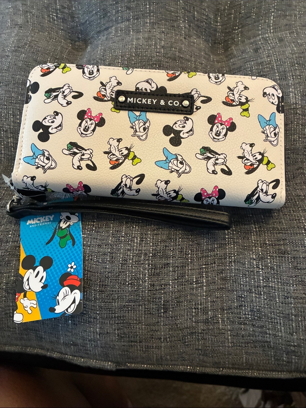 White Character Zip Wristlet Clutch
